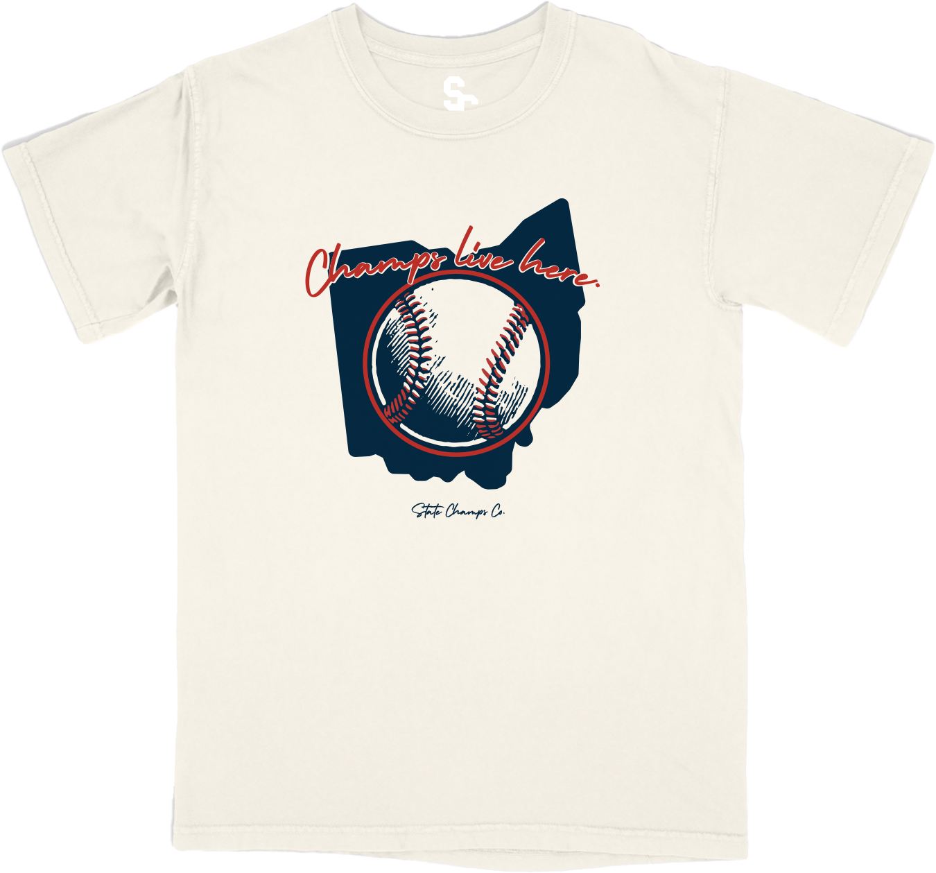 Champs Live Here Baseball Tee